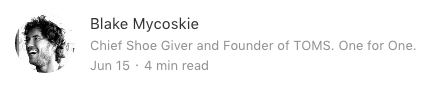 Blake Mycoskie on Medium